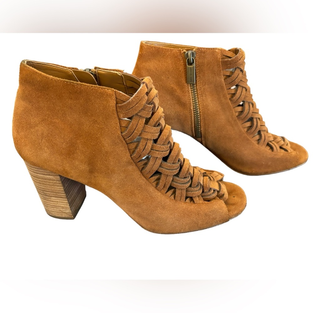 Michale Kors Women’s Brown Suede Open-Toe Ankle Booties Size 8‎